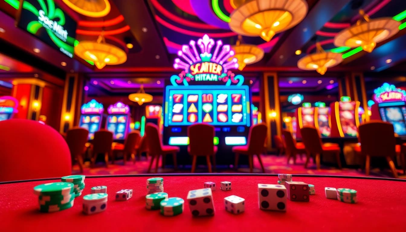 Engage with the slot demo scatter hitam experience at a luxury casino featuring vibrant machines and exciting gameplay.