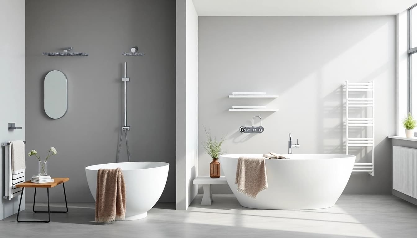 Sanni sanitär GmbH zeigt hochwertige Badprodukte in eleganter Einrichtung.