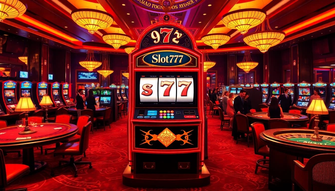 Winning at slot777, an engaging slot machine experience in a vibrant casino setting.