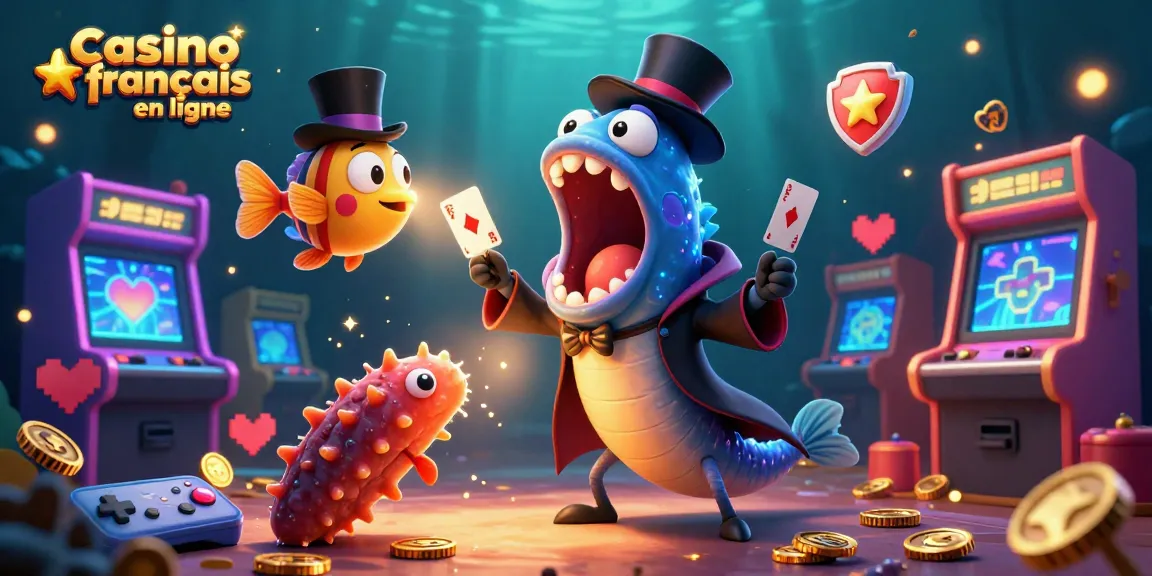 Jouez à des jeux dans un casino français en ligne immersif avec des créatures marines et des machines à sous.