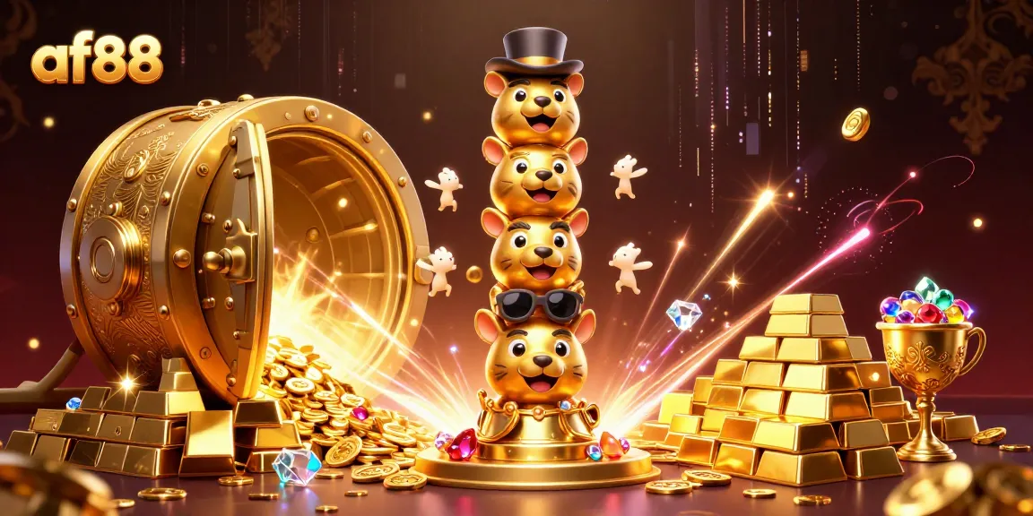 Spin the reels with af88's vibrant 3D casino experience featuring a golden totem and treasure burst.
