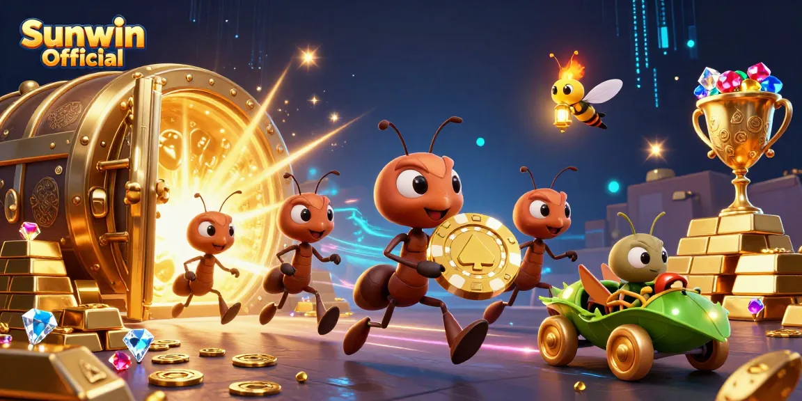 Engage with vibrant action at Sunwin Official, featuring ants heisting a giant poker chip.