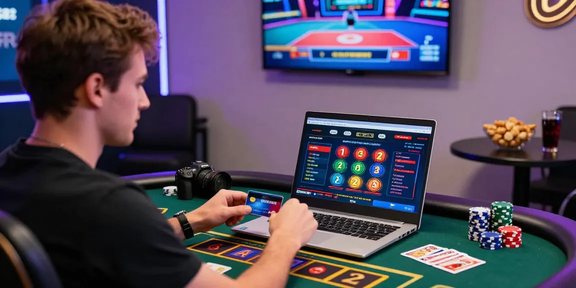 UK player enjoying online gaming at a credit card casino, featured on https://bhma.org.uk with engaging atmosphere and vibrant setup.