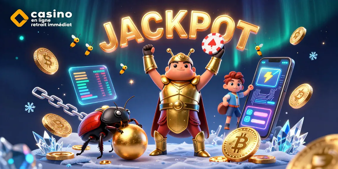 Profitez des gains avec casino en ligne retrait immédiat, illustrant la victoire avec des personnages amusants.