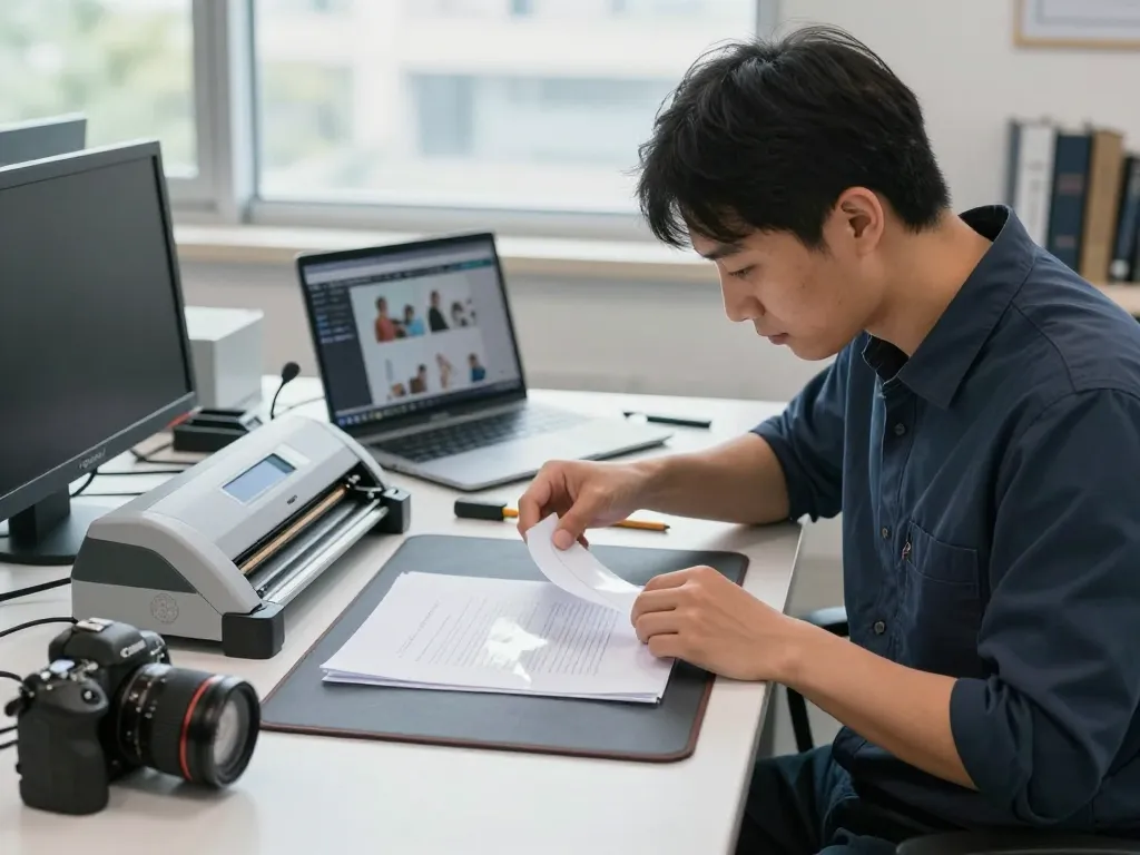 gỡ ép plastic hà nội professional technician carefully removing lamination from important documents