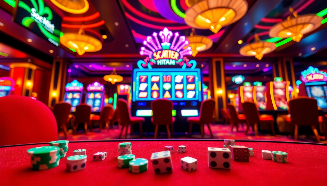 Engage with the slot demo scatter hitam experience at a luxury casino featuring vibrant machines and exciting gameplay.
