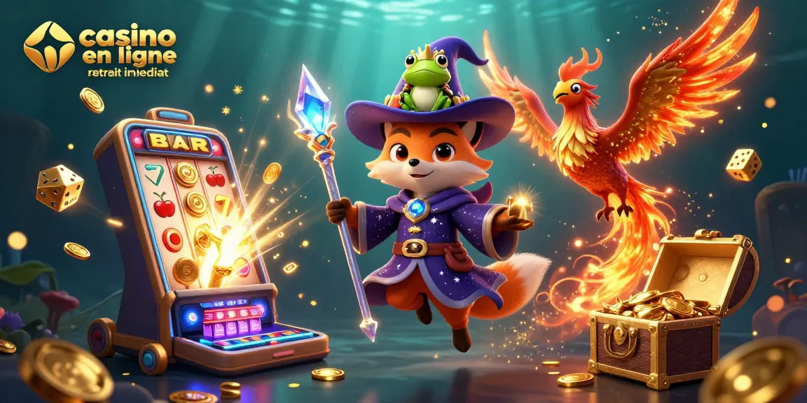 Jouez au casino en ligne retrait immédiat avec un magicien, un phénix et des éléments de jeu captivants.