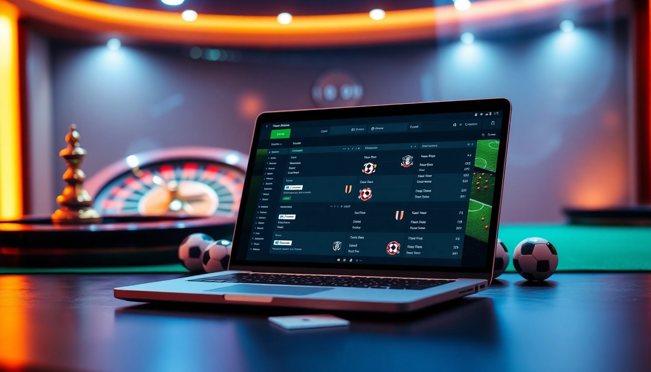 Engaging online betting scene for situs bola online highlighting soccer odds and betting slips.