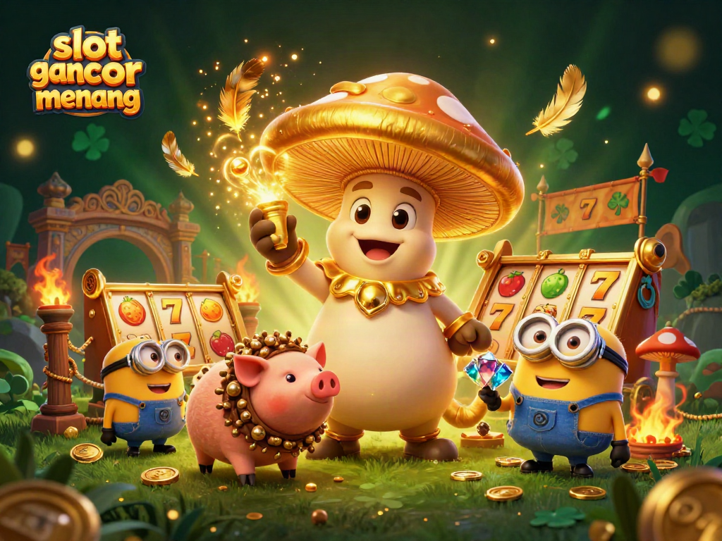 Spin the slot gacor gampang menang reels with an enchanted golden mushroom wizard and treasure-finding pig.