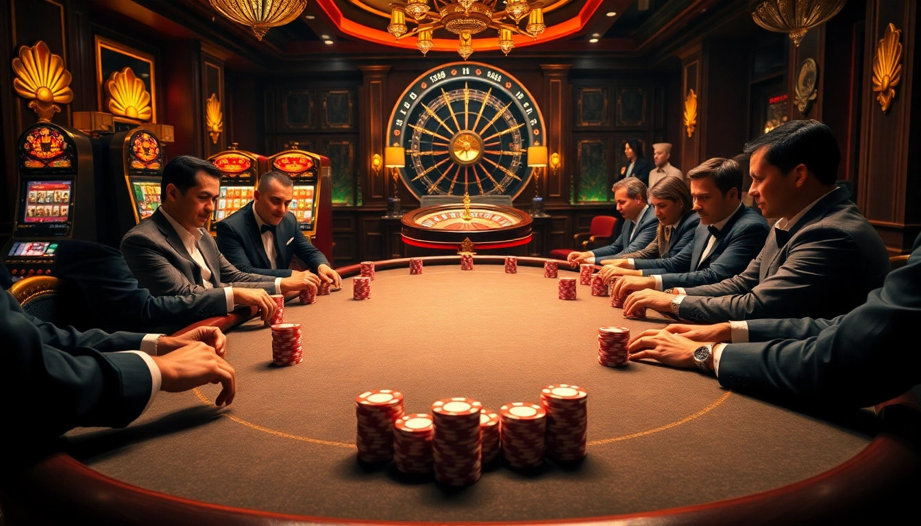 Action de poker passionnante aux meilleurs casino en ligne avec des jetons riches et une atmosphère élégante.
