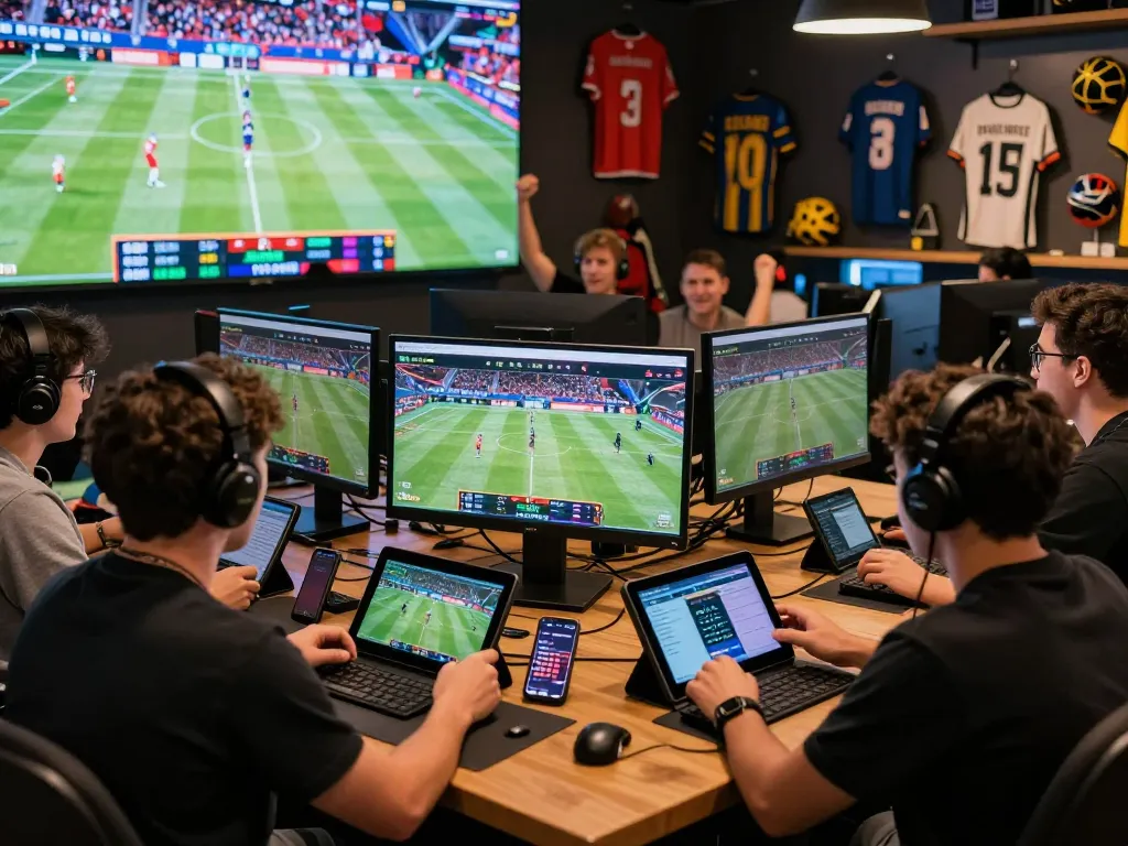 Exciting sports betting moment at Thể thao hubet88 platform with diverse bettors engaged in live events.