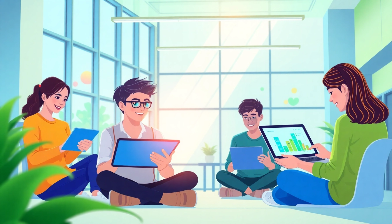 Youdao digital learning environment showcasing diverse students engaging with adaptive learning tools.