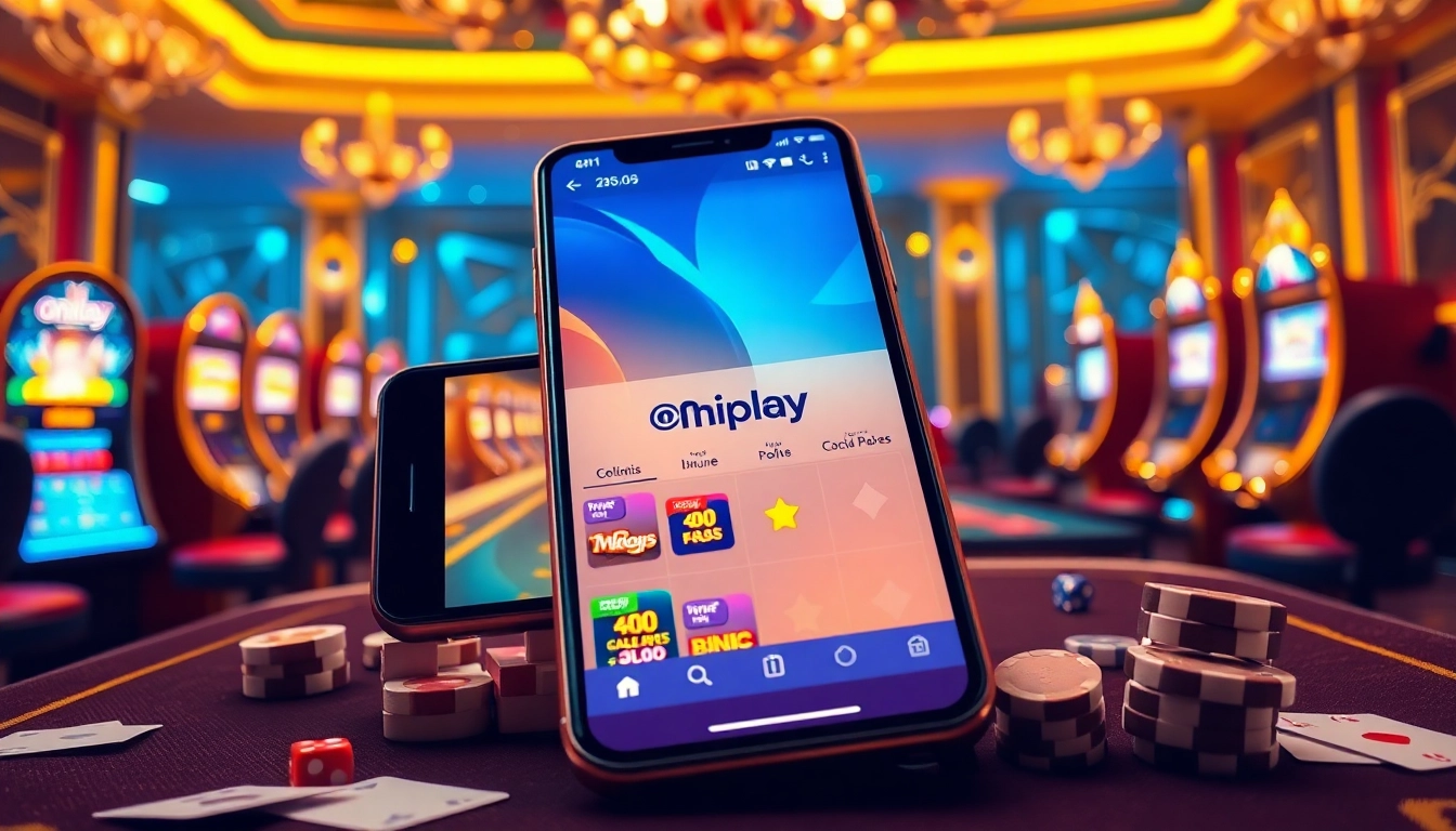 Experience the excitement of Onicplay with a luxurious online casino scene featuring slot machines and interactive gameplay.