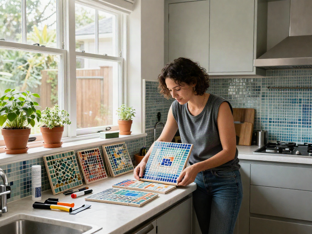 Mosaic tiles Sydney displayed in a stylish kitchen, showcasing vibrant choices and design tools.
