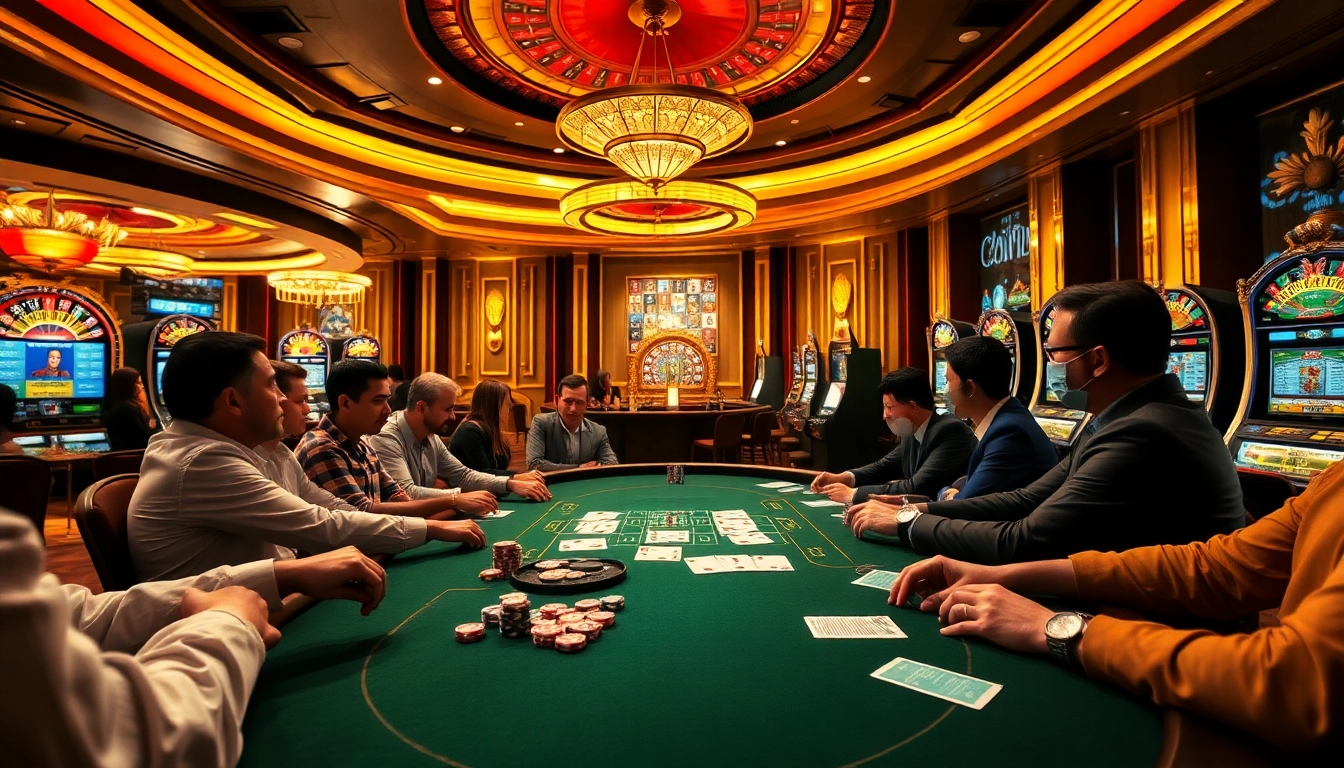 Vivez le frisson des meilleurs casino en ligne avec une action de jeu vibrante autour d'une table de poker.