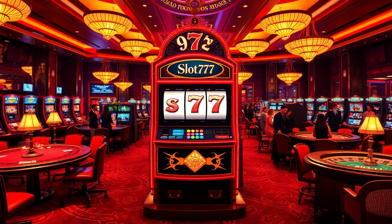Winning at slot777, an engaging slot machine experience in a vibrant casino setting.