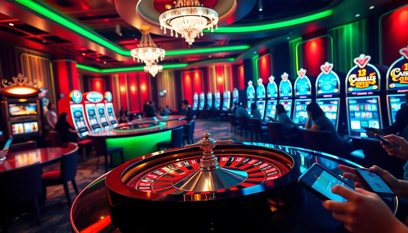 Players engaging with mobile porn game experiences in a thrilling casino environment.