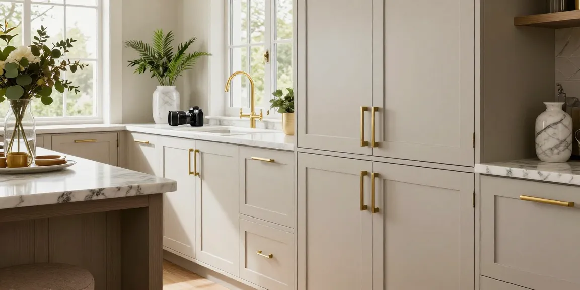 Luxurious handles being installed in a modern kitchen setting.