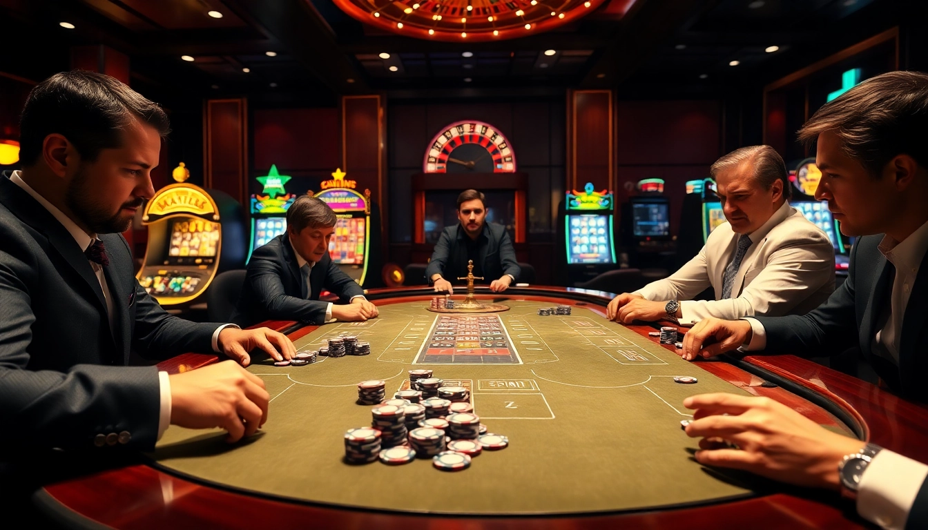Vivez l'excitation au meilleurs casino en ligne avec des joueurs profitant d'une partie de poker à enjeux élevés.