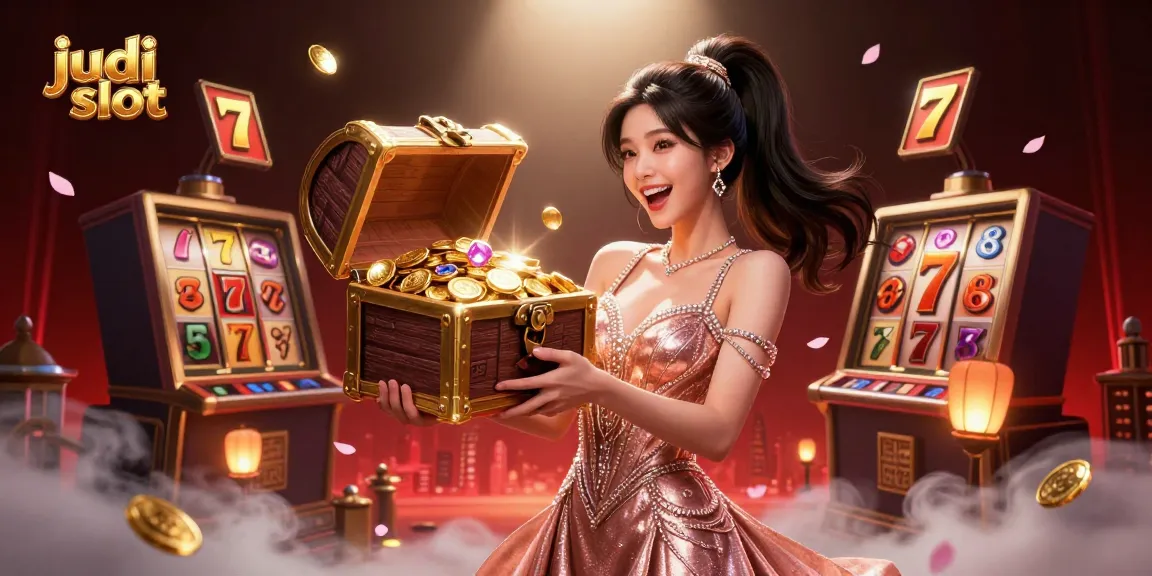 Engage in judi slot action with vibrant treasures and dynamic game elements in a rich casino atmosphere.