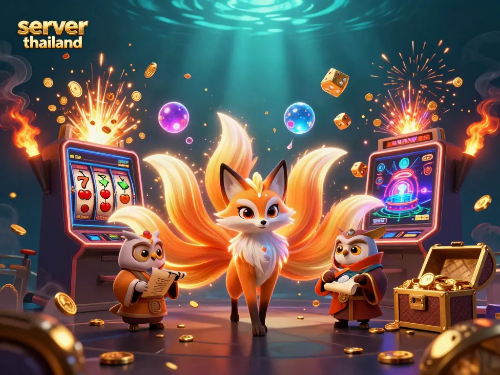 Experience the thrill of server thailand gaming with vibrant 3D casino elements and colorful characters.