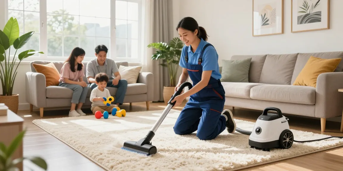 Carpet cleaning buffalo NY with technician revitalizing a living room carpet in bright, inviting atmosphere.