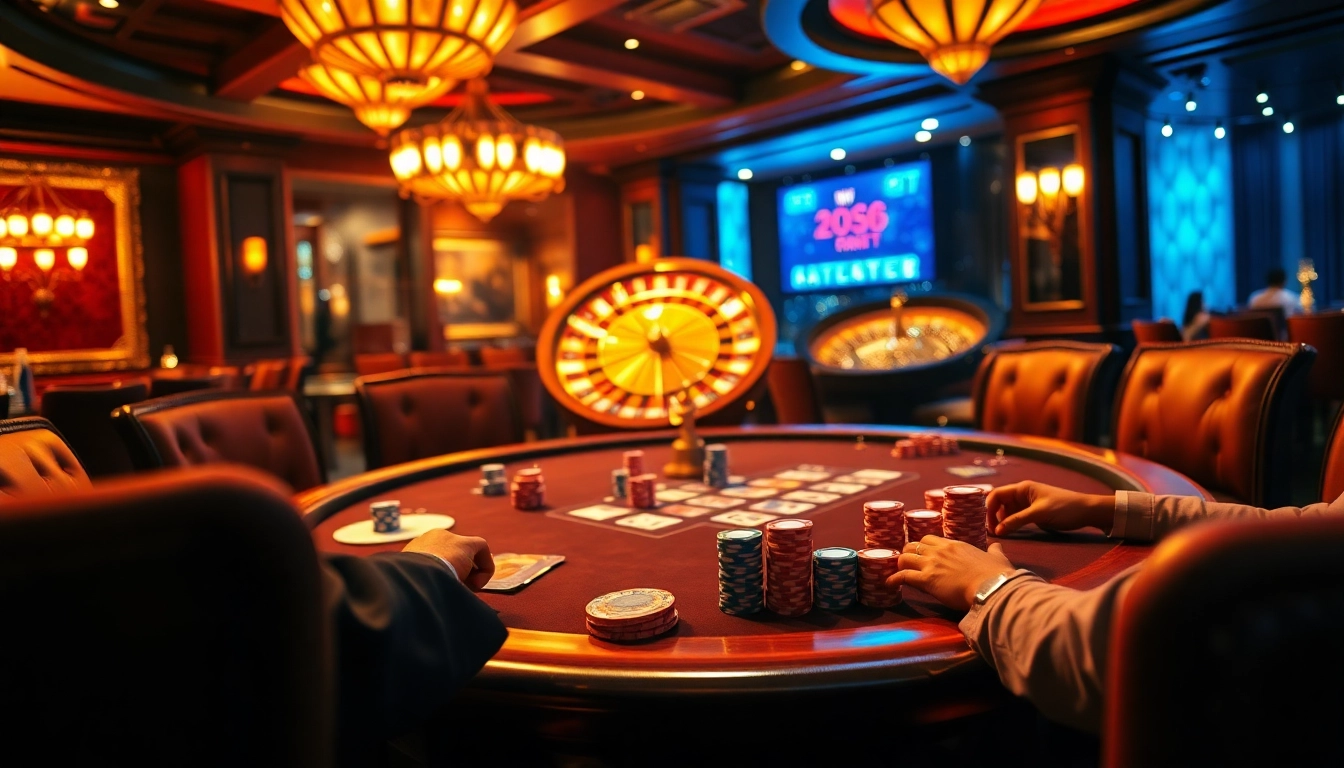 Players enjoy a thrilling game of poker at a luxurious casino table featuring layarkaca21.