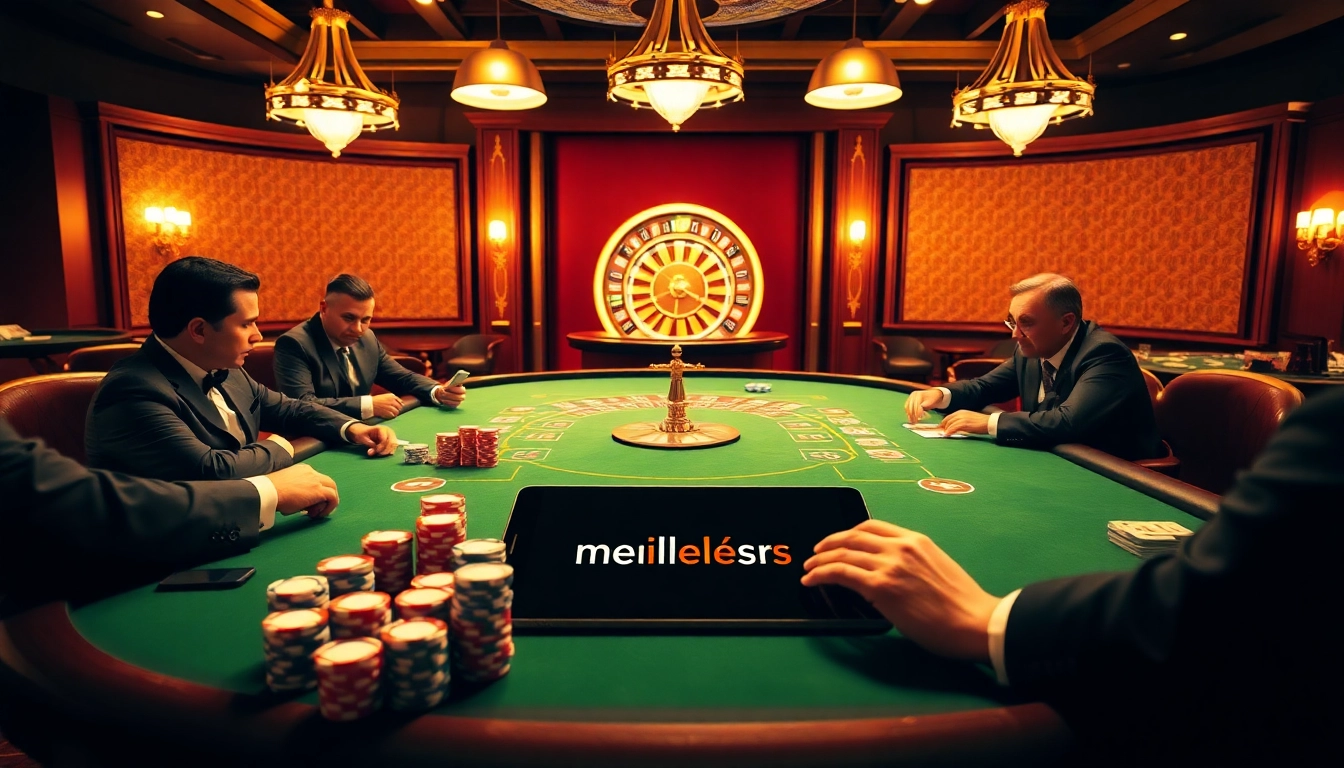 Vivez l'excitation au meilleurs casino en ligne avec une table de poker vibrante et une roue de roulette.