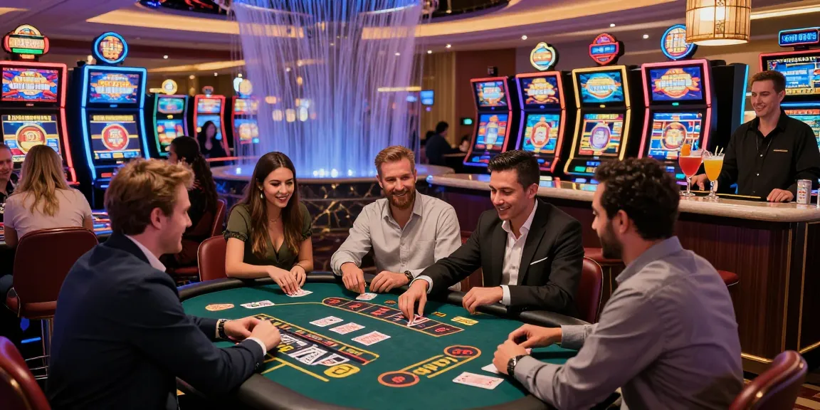 Exciting gameplay at credit card casinos showcasing vibrant players and lively atmosphere.