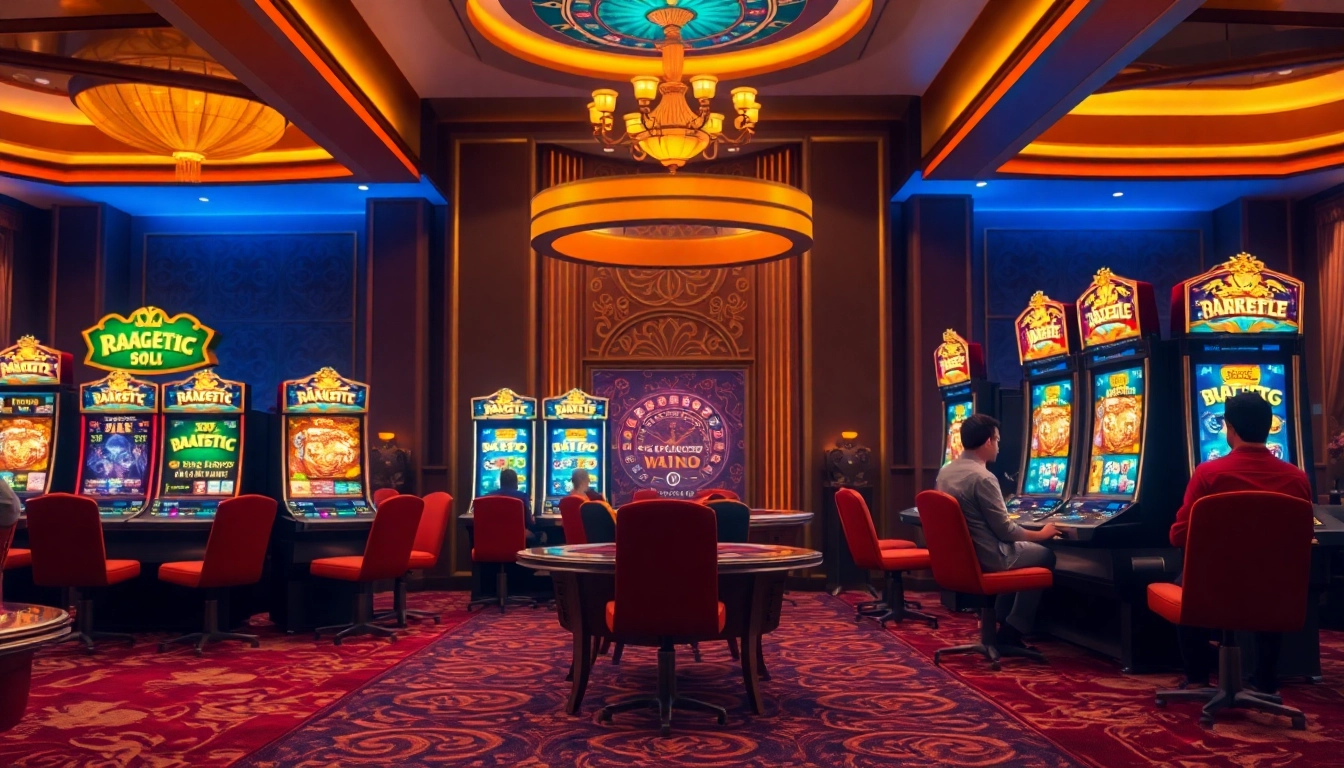 Players enjoying Pragmatic Play slot machines in a luxurious casino setting.