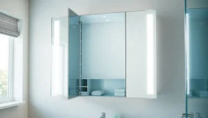 Spiegelschrank led bietet funktionalen Stauraum und modernes Design im Badezimmer.