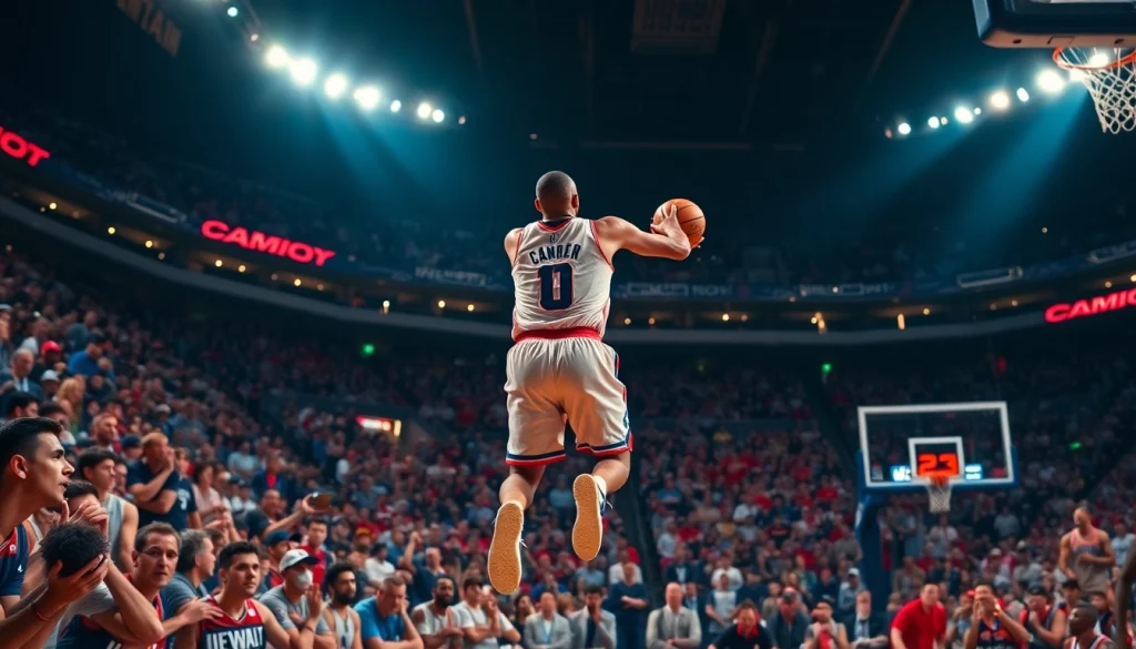 nba중계가 열정적으로 진행되는 농구 경기 장면을 포착한 이미지입니다.