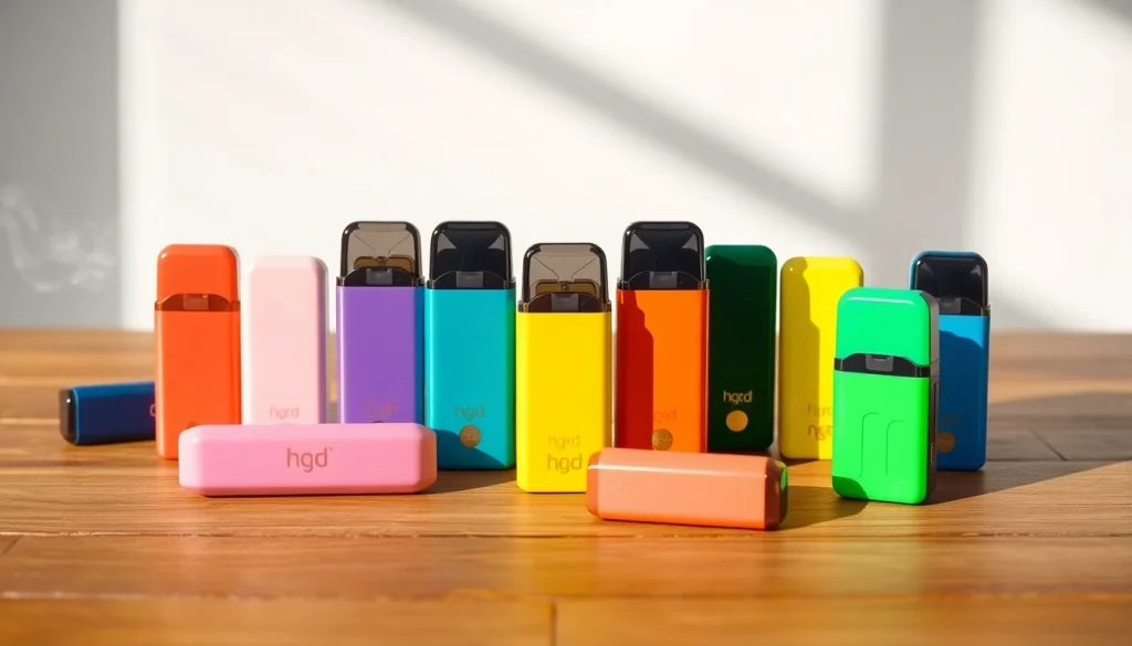 hqd pods in verschiedenen Farben auf einem Holztablett präsentieren.