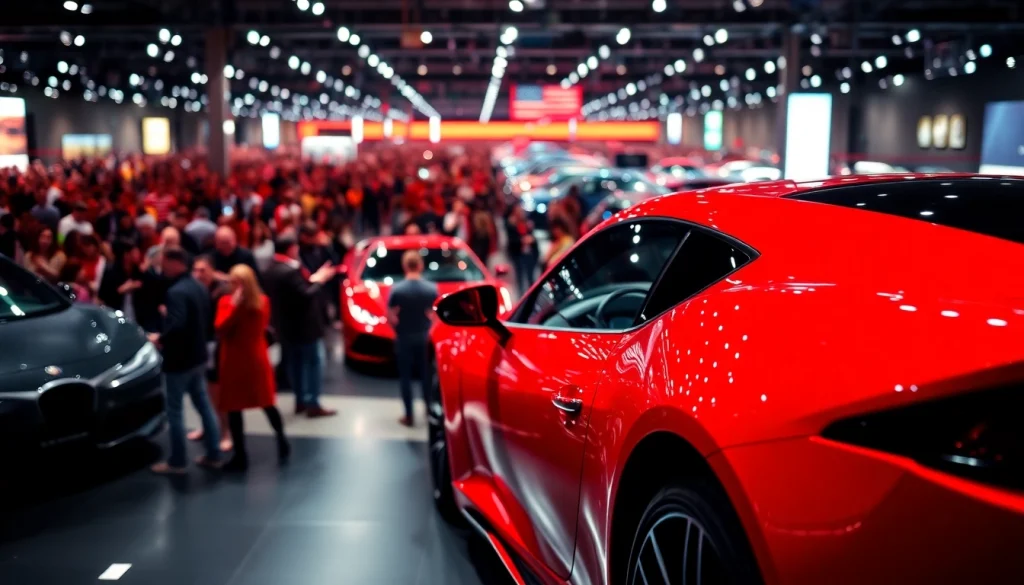 Experience the excitement at an Auto Cars Show with a vibrant sports car on display.