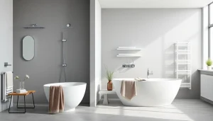 Sanni sanitär GmbH zeigt hochwertige Badprodukte in eleganter Einrichtung.