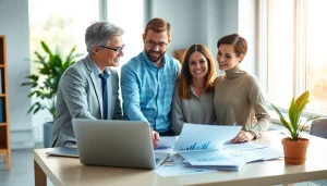 Engaged couple receiving expert advice on tax planning and wealth management from a financial advisor.