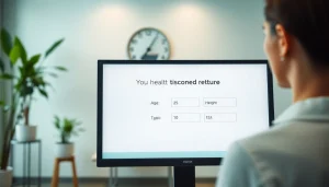 Calculate your ideal weight calculator through an interactive interface in a health clinic setting.