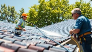 Roof cleaning service in Kissimmee, FL, showcasing professionals using eco-safe methods on a residential roof.