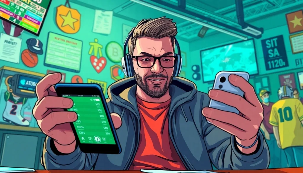 Engaging online sports betting Alabama with vibrant scenes and sports betting apps in action.