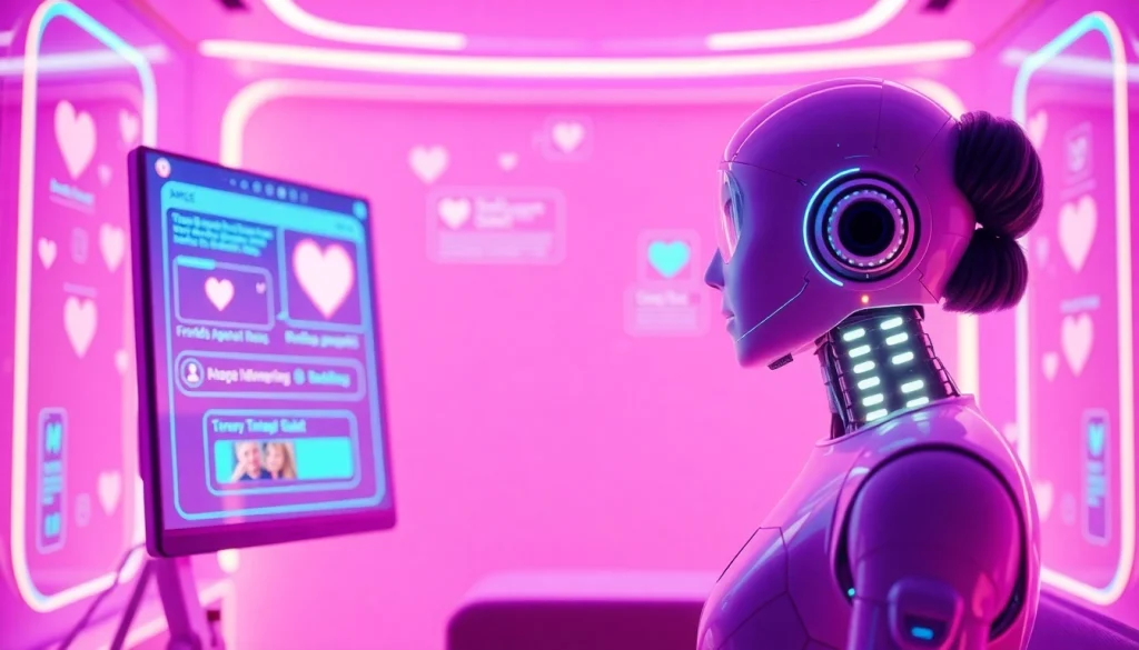 Interactive sex ai chat interface showcasing a friendly AI chatbot in a vibrant digital setting.