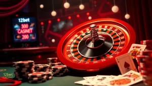 Experienced gamblers enjoying their bets on ink vao 12bet with vibrant casino elements.
