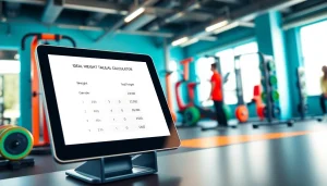 Engage with the ideal weight calculator displayed on a sleek fitness device for health insights.