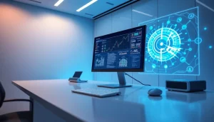 Futuristic tech workspace showcasing the nano banana 2 image generation tool interface.