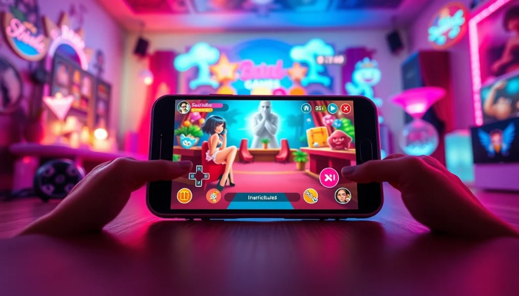 Engaging mobile porn game interface on a smartphone, highlighting vibrant graphics.