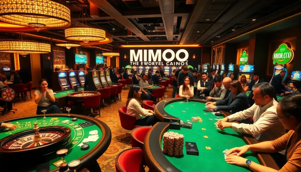 Experience the thrill of MMOO-inspired casino gaming with vibrant tables and excited players.
